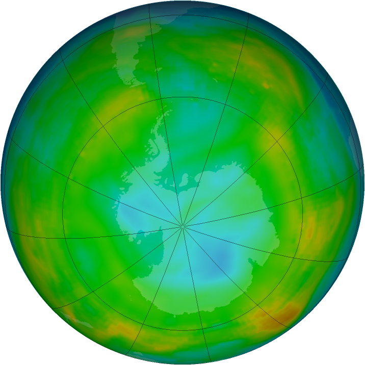 Antarctic ozone map for 07 July 1980